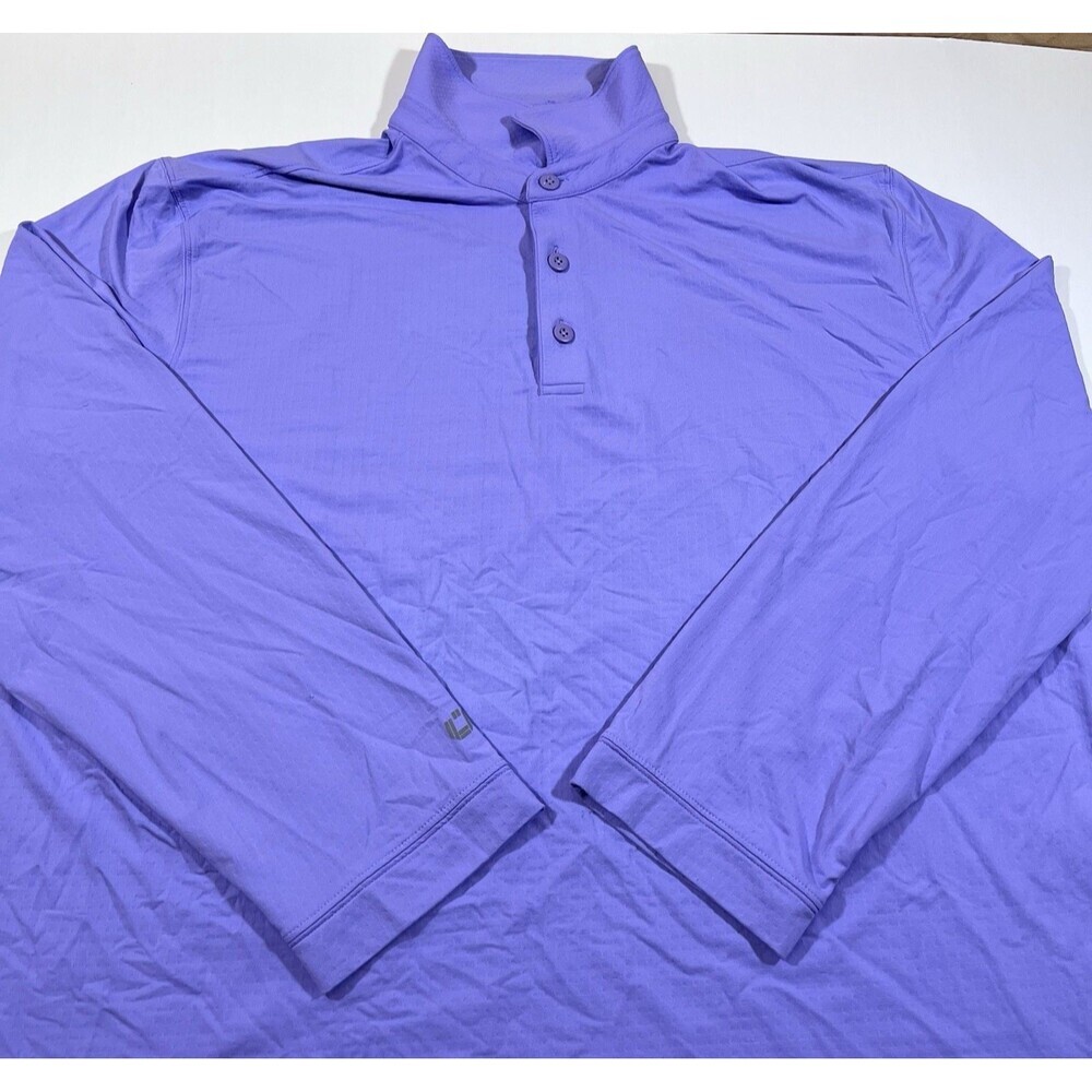 IBKUL Long Sleeve Purple Henley UPF 50 Quick Dry Tennis Golf Shirt Men's XXL - Picture 3 of 8